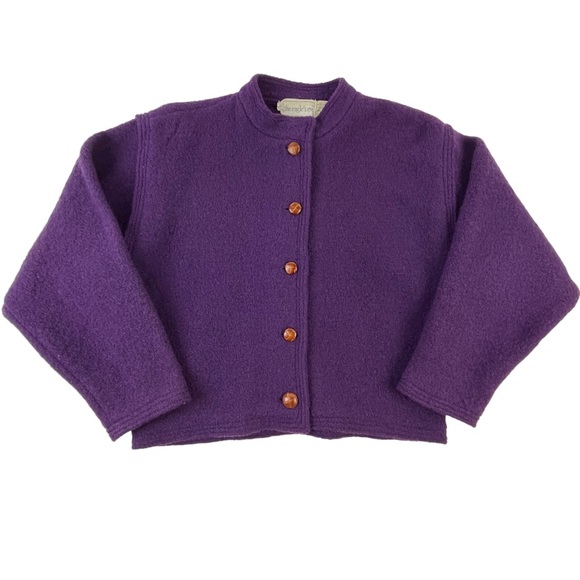 Vintage Eagles Eye Purple Wool Jacket Button Up Boiled Wool Womens Size 8 - Picture 1 of 12